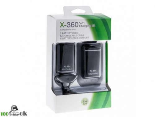 Зарядный набор для геймпада XBOX360 4 в 1: Зарядная станция/ зарядный кабель/ Аккумулятор 2шт.[XBOX 360]